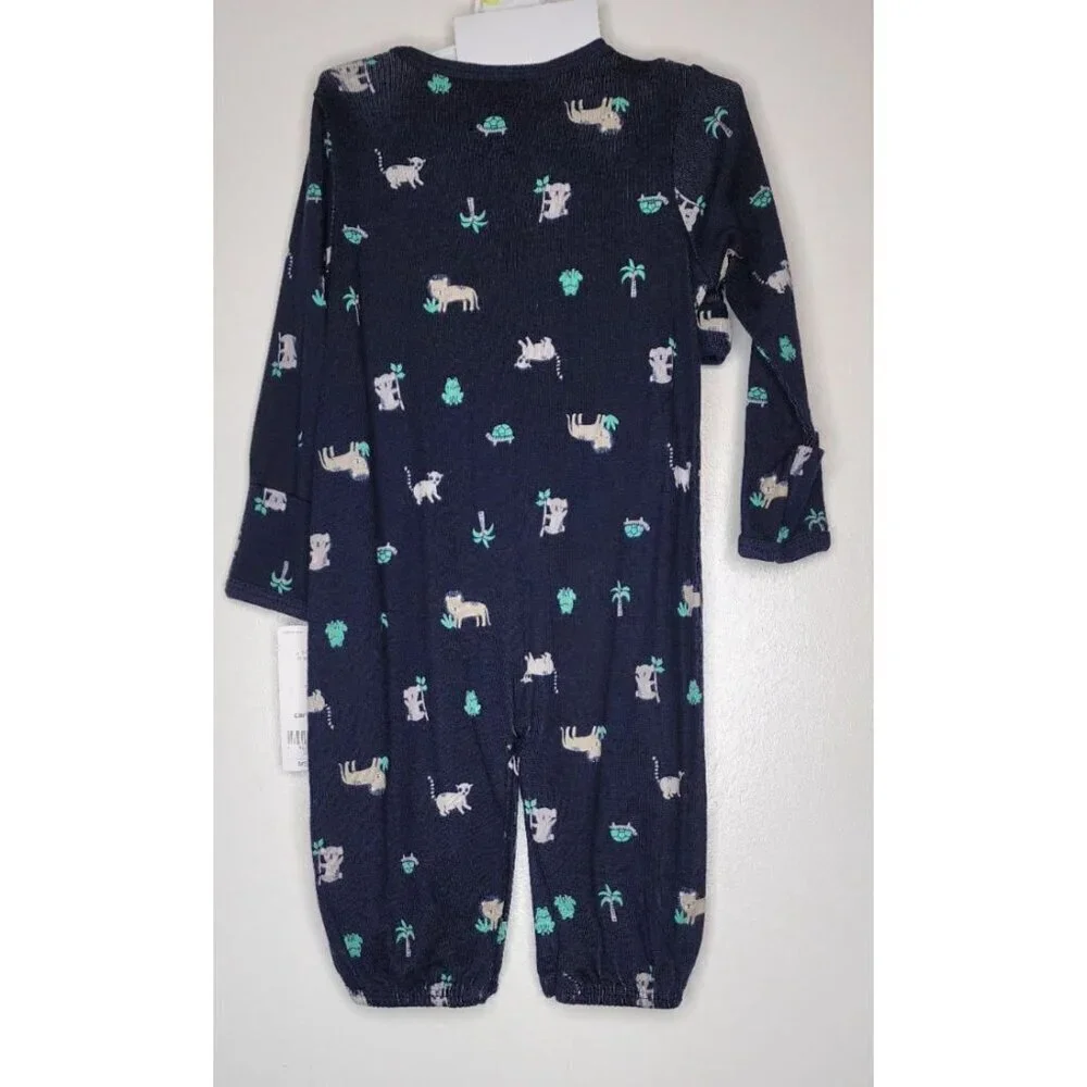 CARTER'S LITTLE BABY SLEEP & PLAY GOWN /BODYSUIT HAT SOCKS NAVY BLUE SIZE 3M